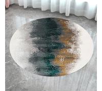 Tapis rond moderne - 80 cm - Lavable - Pour salon, couloir, chambre d'enfant, cuisine, décoration - Noir, gris, crème, ge - Motif abstrait - Vert