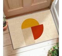 Tapis rond moderne abstrait carré en demi-cercle jaune automne avec envers antidérapant doux - Résistant aux taches - Pour salle de bain, buanderie, cuisine, entrée, décoration - 0,6 x 0,9 m