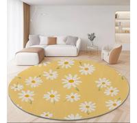 Tapis rond moderne antidérapant et lavable en machine pour salon, chambre à coucher et chambre d'enfant - Motif vagues de poissons japonais - 120 cm - Bleu clair