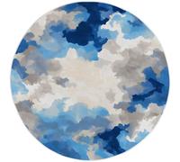 Tapis Rond Moderne pour Chambre à Coucher Salon Salle à Manger Cuisine, 120 cm Bleu-Gris Microfibre Douce paillasson Circulaire, Texture Abstraite Semblable À Un Nuage Imprimé Tapis Sol Antidérapant