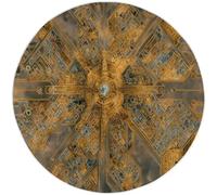 Tapis Rond Moderne pour Chambre à Coucher Salon Salle à Manger Cuisine, 160 cm Tanné Microfibre Douce paillasson Circulaire, Géométrie Ville Rue Imprimé Tapis de Sol Antidérapant