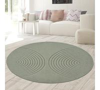 Tapis rond, moderne, pour salon, chambre à coucher, design géométrique, doux, facile d'entretien, vert, 120 cm, rond