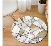 Tapis rond moderne Salon Chambre Marbre Motif Tapis à poils courts Diamètre 100 cm, Kaki