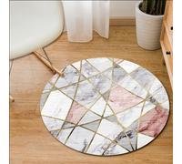 Tapis rond moderne Salon Chambre Marbre Motif Tapis à poils courts Diamètre 120 cm, Rose
