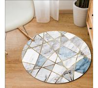 Tapis rond moderne Salon Chambre Marbre Motif Tapis à poils courts Diamètre 60 cm, Bleu