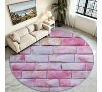 Tapis Rond Moderne Vieilli pour Salon Antidérapant Lavable Machine 200 cm | Doux Poil Ras Tapis pour Chambre à Coucher, Entrée, Descente de Lit, Mur de Pierre Briques Adulte Chambre, Cuisine, Couloir