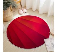 Tapis Rond Moelleux 150 cm pour Salon Chambre Terrasse Intérieur, Abstrait Lignes Dégradées Rendu 3D Thème Lavable en Machine Antidérapant Tapis Rond pour Décoration D'intérieur, Rouge Chinois