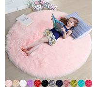 Tapis Rond Moelleux à Poils Longs pour décoration de Chambre de Fille - Tapis esthétique et Mignon pour Chambre de Fille, Enfant, Maison, école - 1,5 m - Rose
