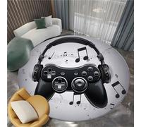 Tapis Rond Moelleux de Salon Manette de jeu Casque audio Musique Adaptés à la Chambre à Coucher des Enfants décor à la Maison de la Chambre à Coucher décoration intérieure Tapis Rond Doux Gris 200 cm
