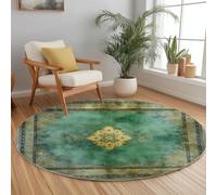 Tapis Rond Moelleux de Salon Vintage Ethnique Floral Adaptés à la Chambre à Coucher des Enfants décor à la Maison de la Chambre à Coucher décoration intérieure Tapis Rond Ultra Doux Vert Sauge 80 cm