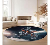 Tapis rond motif animaux de la nature - 245 cm - Marron clair - Lavable - Antidérapant - Pour salle à manger - Doux - En flanelle imprimée - Pour chambre à coucher, salon, bureau, salle de jeux