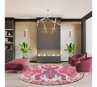 Tapis rond, motif floral oriental rose, tapis de salon moderne, tapis de sol décoratif, 200 cm