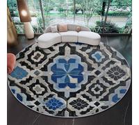 Tapis Rond Multicolore 100 cm Tapis À Poils Courts Lavable, Antidérapant Tapis Salon Et Géométrie Symétrique Traditionnelle Et Polyvalente Pour Entrée Intérieur, Chambre, Cuisine, Chambre D'enfant