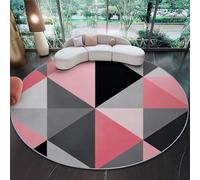 Tapis Rond Multicolore 180 cm Tapis À Poils Courts Lavable, Doux Antidérapant Tapis Salon Et Minimaliste Polyvalent Collage Géométrie Triangle Pour Entrée Intérieur, Chambre, Cuisine, Chambre D'enfant