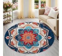 Tapis Rond Multicolore, Motif Minimaliste Moderne Mandala Géométrique, Tapis Lavable en Machine et Antidérapant pour Passionnés De Yoga Chambre et Entrée