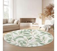 Tapis Rond Naturalisme Feuilles Feuillage 120 Cm - Tapis Doux Et Moderne pour Salon, Chambre, Bureau Ou Entrée, Antidérapant, Facile À Nettoyer, Résistant Et Confortable Vert