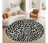 Tapis Rond Noir 60 cm, Moderne Tendance Salon Doux Poil Ras Tapis | Lavable en Machine Tapis, Imprimé Animal Léopard Dessous Antidérapant Moquette pour Chambre Intérieure Décoration