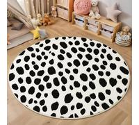 Tapis Rond Noir Blanc 150cm, Tapis de Sol Imprimé Imprimé Léopard Taches Motifs Irréguliers Antidérapant Doux, Simplicité Faune Sauvage Décoration pour Salon Chambre Cuisine et Zone d’étude
