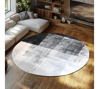 Tapis Rond Noir et Blanc 240cm Tapis circulaires rétro Mid-Century Modern lavables Rug dérapants de Style Neutre usé pour Salon