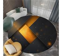 Tapis Rond Noir Lavable, Tapis Géométrique Cubes Moderne Réducteur de Bruit Facile à Nettoyer - Paillasson Antidérapant Imprimé pour Salon Chambre Bureau (60 cm