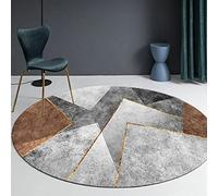 Tapis rond nordique - Tapis circulaire doux doré et gris pour salon et chambre à coucher - Tapis de sol confortable - Plusieurs tailles de 80 cm à 200 cm, option parfaite de 180 cm de diamètre