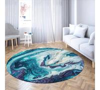 Tapis Rond Ocean Beach Tapis Verts Sea Waves à Texture Abstraite Rug antidérapant Fin Lavable pour Salon Salle à Manger Chambre de dortoir 160cm