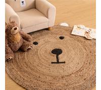 Tapis rond ourson - tome beige moyen Diam 100cm