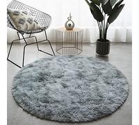 Tapis rond pelucheux à poils longs pour salon et chambre à coucher, gris clair, 0,8 m, décoration d'intérieur, tapis de sol circulaire confortable
