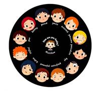 Tapis rond personnalisé avec sensation et émotion, décoration d'angle apaisante, tapis de carnet de composition pour la santé mentale, cadeaux de rentrée scolaire pour enfants