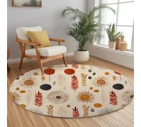 Tapis Rond Plumes Géométriques Bohèmes Douce 200 cm, Tapis Circulaire Sud-Ouest Américain Imprimé Antidérapant Lavable en Machine Descente de lit Décoration pour Salon Salle à Manger Bureau Cuisine