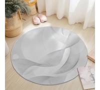 Tapis Rond Poils Ras, Impression Lignes Minimalistes Modernes Salon Tapis de Couloir, Chambre Décor Tapis Antidérapant, pour Coucher Bureau Hôtel 180 cm, Gris