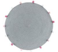 Tapis rond Pompomparty gris - Douceur d'intérieur Rose