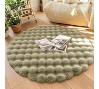Tapis rond pour chambre à coucher, salon, tapis d'intérieur ultra doux et pelucheux à poils longs pour dortoir, chambre d'enfant, décoration d'intérieur (vert, 120 x 120 cm)