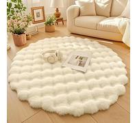 Tapis rond pour chambre à coucher, salon, tapis pelucheux ultra doux et moelleux pour dortoir, chambre d'enfant, décoration d'intérieur (beige, 100,1 x 100,1 cm)