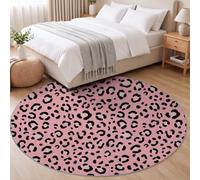 Tapis Rond pour Enfant 120 cm - Motif Tache De Léopard Classique Mode | Tapis Rond Imprimé Animal Antidérapant et Doux pour Chambre d'enfant Salle de Jeux Chambre d'adolescent Salon, Rose