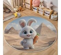 Tapis Rond pour Enfant - Dessin animé 3D Pyramide de Lapins- pour Chambre d'enfant, Salle de Jeux, Chambre d'adolescent, Salon - Couleur Terre - 180cm