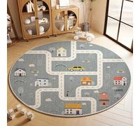 Tapis rond pour enfants 120 cm, piste, gris,