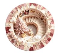 Tapis Rond pour Noël Tapis avec Illusion d'Optique Doux et Antidérapant 1 | Tapis de Sol d'Intérieur pour Noël Pour la Maison Chambre Salon Fermette Balcon et Fête de fin d'année
