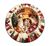 Tapis Rond pour Noël Tapis avec Illusion d'Optique Doux et Antidérapant 1 | Tapis d'Entrée Hall Festif pour Maison et Ferme Entrée Chambre à Coucher Balcon Fête de