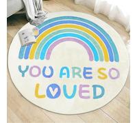 Tapis Rond,Rayures Arc-en-Ciel géométriques Modernes, Bleu Sarcelle, ø 130 cm, Washable Rugs for Bedroom Living Room Decor Office Chairs for Home Floor Protector,