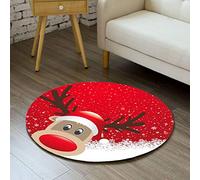 Tapis Rond Rennes Rouge Mignon Tapis Exterieur Rond pour Jardin Terrasse Intérieur Salon Chambre Antidérapant Court en Peluche Doux Lavable en Machine 100 cm