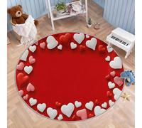 Tapis Rond Romantique Antidérapant à Poils Courts - Tapis Élégant Géométrique Cœur Lavable Machine Garçons Filles pour Chambre Chambre De Mariage Crèche 120 cm