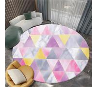 Tapis Rond Rose Lavable, Tapis Minimalisme Marbre Géométrie Réducteur de Bruit Facile à Nettoyer - Paillasson Antidérapant Imprimé pour Salon Chambre Bureau (160 cm