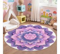 Tapis Rond Rose, Motif Bohème Mandala Géométrique, Tapis Lavable en Machine et Antidérapant pour Passionnés De Yoga Chambre et Entrée