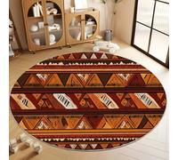 Tapis Rond Rouge-Marron pour Enfant 160 cm, Tapis Rond Élégant Géométrique Traditionnel Mystérieux Doux de Sol Décoration Antidérapant pour Salon Chambre Cuisine Balcon Terrasse Salle de Jeux