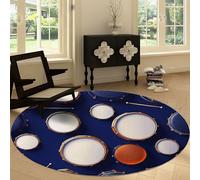 Tapis Rond Salon 120 cm réalisme, Musique Batterie Tapis de Sol décoration antidérapant Coureur - pour Chambre Cuisine Balcon terrasse Salon Salle à Manger intérieur extérieur