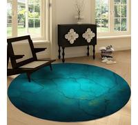Tapis Rond Salon 120 cm Shabby Chic, Tapis de Sol Turquoise craquelé décoration antidérapant Coureur - pour Chambre Cuisine Balcon terrasse Salon Salle à Manger intérieur extérieur