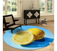Tapis Rond Salon 150 cm Réalisme, Peinture À l'huile Fruit Citron Tapis de Sol Décoration Antidérapant Coureur - pour Chambre Cuisine Balcon Terrasse Salon Salle à Manger Intérieur Extérieur