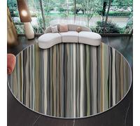 Tapis Rond Salon 160 cm Minimalisme Rayures Lignes Verticales Tapis De Sol Décoration Antidérapant pour Salon Chambre Cuisine Balcon Terrasse Salle À Manger Intérieur, Brun