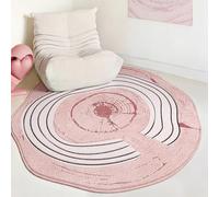 Tapis Rond Salon 200 cm Ligne Noire Moderne Doux Moquette Chambre,Tapis intérieur Confortable et élégant pour Salon, avec Le Fond Antidérapant Et Facile d'entretien
